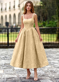 Sephone Orange Beading Rhinestone Jacquard Maxi Dress image6