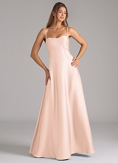 Azazie Valentine Bridesmaid Dresses Blushing Pink A-Line Corset Stretch Satin Dress image4