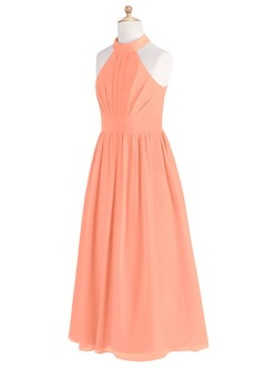 Azazie Iman Junior Abito A-Line in Chiffon Plissettato Tramonto image8