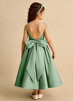 Azazie Babs Flower Girl Dresses Matcha Ball-Gown Pleated Matte Satin Dress image6