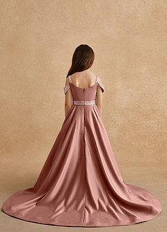 Azazie Jodi Blumenmädchenkleider A-Linie Matte Satin Kleid Zedernrose image2