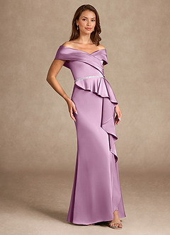 Azazie Dareia Mother of the Bride Dresses Wisteria Mermaid Off the Shoulder Stretch Satin Dress image4