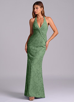 Azazie Valerie Jurken voor bruidsmeisjes Jurk van Bloemen Burn-out met Zeemeermin Geplooid Eucalyptus image4
