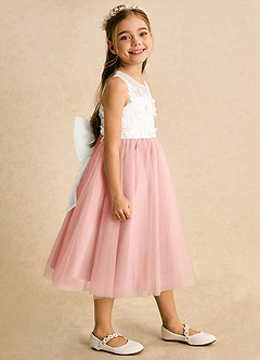 Azazie Lina Flower Girl Dresses Ivory Rosette Ball-Gown Lace Dress image6