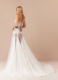 Azazie Mireya Wedding Dresses Diamond White Mocha Sheath Sequins Tulle Dress image4