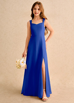 Azazie Makani Girls Formal Flower Girl Dresses Royal Blue A-Line Sweetheart Neckline Chiffon Dress image5