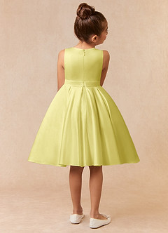 Azazie Coco Flower Girl Dresses Lemon Sorbet A-Line Bow Matte Satin Dress image4