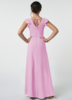 Azazie Claudine Junior Candy Pink A-Line Pleated Chiffon Dress image2