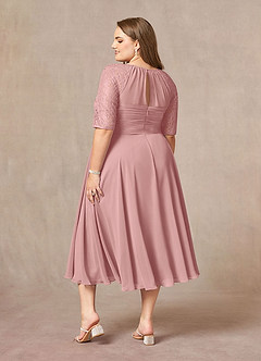 Azazie Dorothea Final Sale Dusty Rose A-Line Scoop lace Chiffon Dress image6