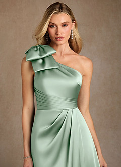 Azazie Easton Kleider für die Brautmutter A-Linie One-Shoulder Stretch-Satin Kleid Agave image6