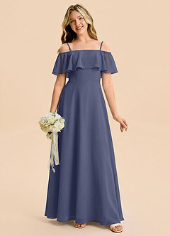 Azazie Maggie Junior Stormy A-Line Off the Shoulder Chiffon Dress image5