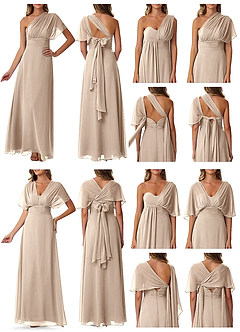 Azazie Fifi Bridesmaid Dresses Taupe A-Line Strapless Chiffon Convertible Dress image10