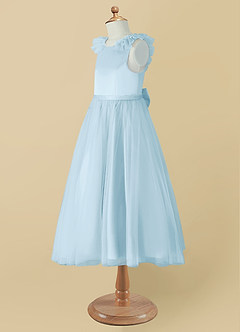 Azazie Dolly Flower Girl Dresses Sky Blue A-Line Bow Tulle Dress image9