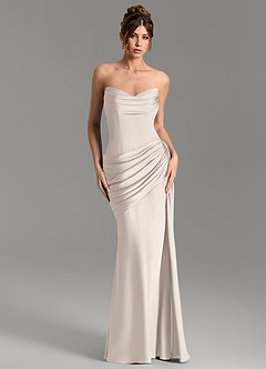 Azazie Zorah Bridesmaid Dresses White Alabaster Mermaid Corset Stretch Satin Convertible Dress image3