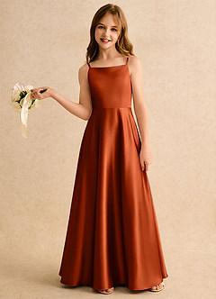 Azazie Joella Girls Formal Flower Girl Klänningar Klä A-Line i Stretch Satin Plisserad image2