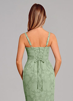 Azazie Aubrey 신부 들러리 드레스 인어 절하다 플로럴 번아웃 바닥 길이 드레스 image2