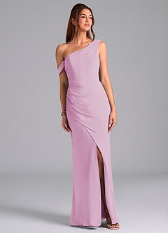 Azazie Madelyn Bridesmaid Dresses Candy Pink Mermaid One Shoulder Chiffon Convertible Dress image1