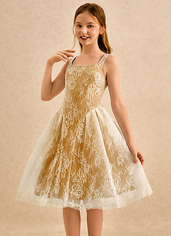 Azazie Cubbie Girls Formal vestidos de niña de las flores Vestido Caramelo de Encaje de Corte en A image3
