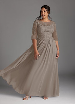 Azazie Mirielle Abiti per la Madre della Sposa Abito A-Line in Chiffon in Pizzo con Scollo a U Taupe image7