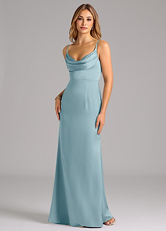 Azazie Aimee Brautjungfernkleider A-Linie Herzausschnitt Stretch-Satin Kleid Stimmungsvolles Blau image1