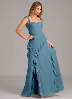 Azazie Sloane 신부 들러리 드레스 A라인 스윗하트 네크라인 쉬폰 바닥 길이 드레스 image3