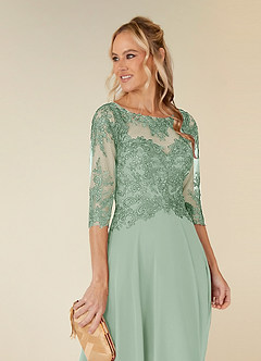 Azazie Monza Mother of the Bride Dresses Agave A-Line Lace Chiffon Dress image6