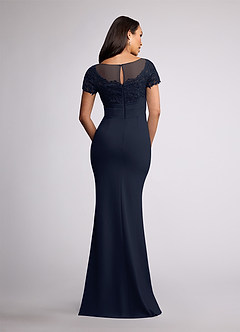 Azazie Susan Mother of the Bride Dresses Dark Navy Sheath Lace Stretch Crepe Dress image4
