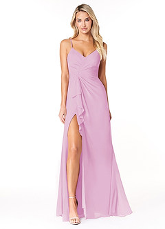 Azazie Emerald Bridesmaid Dresses Candy Pink A-Line Ruffled Chiffon Dress image4