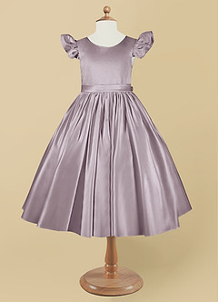 Azazie Violeta Flower Girl Dresses Dusk Ball-Gown Bow Matte Satin Dress image7