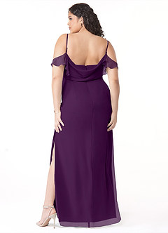 Azazie Emeralda Brautjungfernkleider Etui Schulterfrei Chiffon Kleid Traube image8