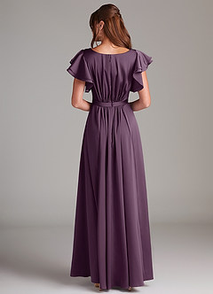 Azazie Daphne Robes de demoiselle d'honneur modestes Robe Trapèze Rayé Longueur ras du sol Satin extensible image6