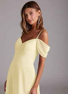 Azazie Marley 신부 들러리 드레스 A라인 오프 더 숄더 쉬폰 바닥 길이 드레스 image8