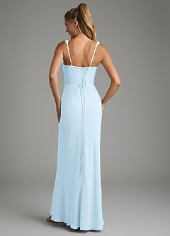 Azazie Asa Bridesmaid Dresses Sky Blue Sheath Corset Chiffon Dress image2