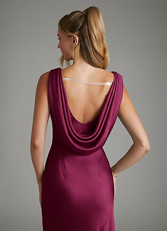 Azazie Elena Bridesmaid Dresses Red Plum Mermaid Pleated Stretch Satin Dress image5
