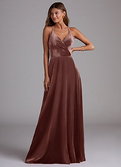 Azazie Davis Bridesmaid Dresses Espresso A-Line Velvet Dress image4