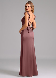 Azazie Jessamine Bridesmaid Dresses Vintage Mauve A-Line Corset Stretch Satin Dress image2