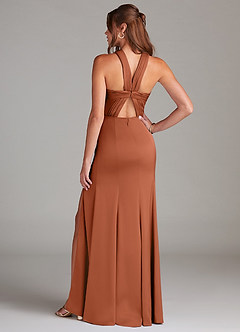 Azazie Rue Bridesmaid Dresses Cedar Rose A-Line Pleated Stretch Satin Dress image7