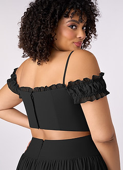 Barbie ♥ Azazie Bridesmaid Dresses Black A-Line Off the Shoulder Chiffon Convertible Dress image13