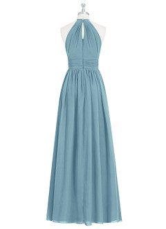Azazie Cherish Jurken voor bruidsmeisjes Jurk van Chiffon met A-Lijn Geplooid Mystiek Blauw image7
