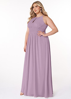 Azazie Bonnie Bridesmaid Dresses A-Line Keyhole Ruched Chiffon Floor-Length Dress image10