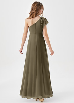 Azazie Arabella Junior Linia A Marszczony Szyfon Długość podłogi Młodsza druhna Sukienka image6