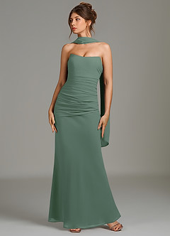 Azazie Whitley Bridesmaid Dresses Eucalyptus Mermaid Strapless Chiffon Dress image3