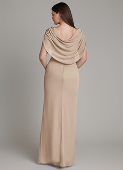 Azazie Hadley Robes de demoiselle d'honneur Robe Sirène en Mousseline de soie Plissée Taupe image1