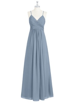 Azazie Haleigh Final Sale Burgundy A-Line Pleated Chiffon Dress image7