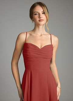 Azazie Ayla Abiti da Damigella Abito A-Line in Chiffon Scollo a Cuore Terracotta image3