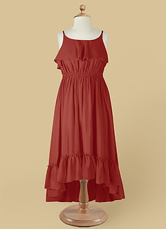 Azazie Karmen Flower Girl Dresses Terracotta A-Line Ruched Chiffon Dress image9