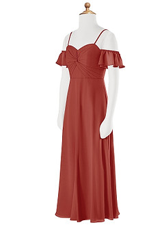Azazie Juna Junior Robe Trapèze en Mousseline de soie Épaule décolletée Terracotta image8