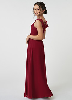 Azazie Amada Junior Burgundy A-Line Ruched Chiffon Dress image4