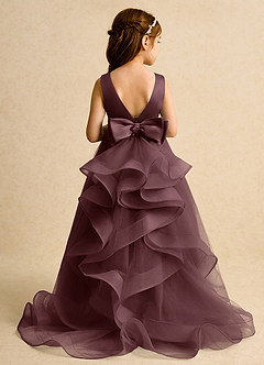 Azazie Lior Flower Girl Dresses Sangria Ball-Gown Pleated Tulle Dress image8