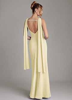 Azazie Essence Bridesmaid Dresses Lemon Sorbet Sheath Chiffon Dress image2